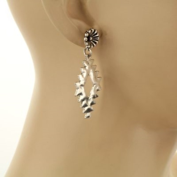 Antique Silver Tribal Post Earrings - Picture 2 of 2